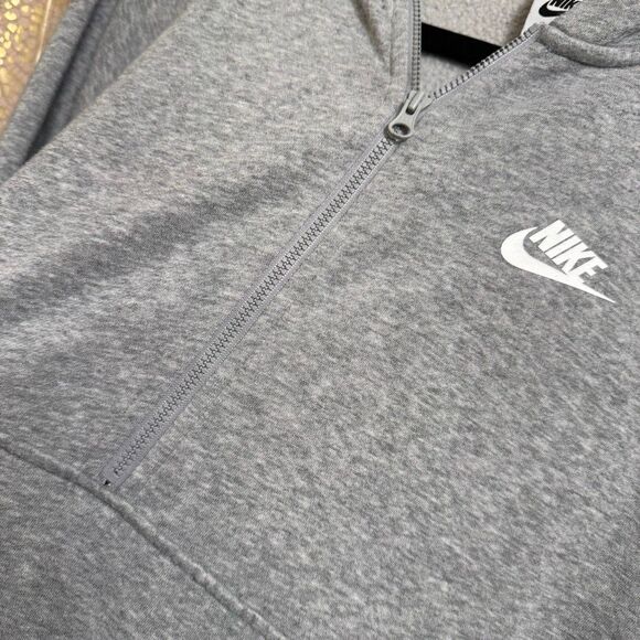 Nike Women's Heather Gray 1/4 Zip Fleece Hoodie Pullover Sweater Large - Picture 5 of 8